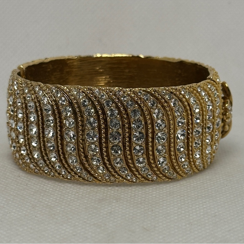 Kate Spade Through the Looking Glass Bee Cuff Gold and Crystal Hinged Bracelet - Picture 3 of 6